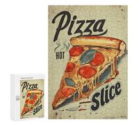 Jigsaws 300 PCS for Teenagerss Retro Pizza Vintage Hot Slice Wall Art Jigsaws for Adults Brain Teaser Game Birthday Present Challenging To Complete 300 PCS