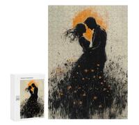 Jigsaws 300 PCS for Teenagerss Romantic Silhouette with Golden Glow And Wildflowers Puzzles for Adults Hands-on Game Birthday Present Birthday Present, Gifts, 300 PCS