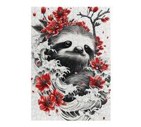 Jigsaws 300 PCS for Teenagerss Sloth with Cherry Blossoms Jigsaw for Adults Brain Teaser Game Analysis And Logic Gifts for Friends And Family 300 PCS
