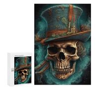 Jigsaws 300 PCS for Teenagerss Steampunk Skull Art Print Jigsaws for Adults Brain Teaser Game Birthday Present Challenging To Complete 300 PCS