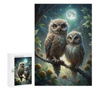 Jigsaws 300 PCS for Teenagerss Two Owls Perched Under Moonlight Puzzles for Adults Hands-on Game Birthday Present Birthday Present, Gifts, 300 PCS