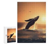 Jigsaws 300 PCS for Teenagerss Whale Jumping in The Sea Puzzles for Adults Hands-on Game Birthday Present Birthday Present, Gifts, 300 PCS