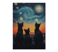 Jigsaws 38x26cm/1000pcs for Adults Cats & Starry Night Jigsaws for Adults Brain Teaser Game But Fun And Humorous Fun Activities at Home 38x26cm/1000pcs