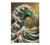 Jigsaws 38x26cm/1000pcs for Adults Gold Great Wave Abstract Puzzles for Adults Hands-on Game Pattern Assembly Christmas Birthday Gifts 38x26cm/1000pcs