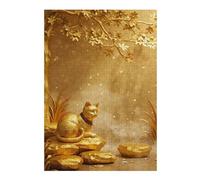 Jigsaws 38x26cm/1000pcs for Adults Golden Cat Statue Under Golden Tree Jigsaws for Adults Brain Teaser Game But Fun And Humorous Fun Activities at Home 38x26cm/1000pcs