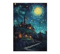 Jigsaws 38x26cm/1000pcs for Adults Night Village Under Starry Sky Jigsaws for Adults Brain Teaser Game But Fun And Humorous Fun Activities at Home 38x26cm/1000pcs