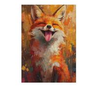 Jigsaws 38x26cm/1000pcs for Adults Smiling Happy Fox Painting Puzzles for Adults Hands-on Game Pattern Assembly Christmas Birthday Gifts 38x26cm/1000pcs