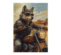 Jigsaws 38x26cm/1000pcs for Adults Wolf Biker in Desert Landscape Jigsaws for Adults Brain Teaser Game But Fun And Humorous Fun Activities at Home 38x26cm/1000pcs