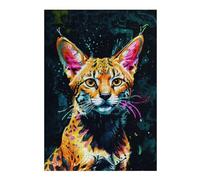 Jigsaws 38x26cm/1000pcs for Teenagerss Neon Serval Cat Puzzles for Adults Relaxing Games Difficult Hard Gifts for Friends And Family 38x26cm/1000pcs