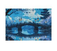 Jigsaws 38x26cm/1000pcs for Teenagerss Nighttime Bridge with Lanterns Jigsaw for Adults Toy Wall Decor For Family Fun Challenging To Complete 38x26cm/1000pcs