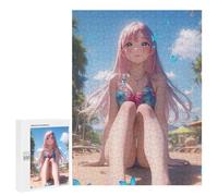Jigsaws 500 PCS for Adults Beachside Glow Anime Girl Adult Jigsaw Puzzle Brain Teaser Game A Work of Art Fun at Home Activities, 500 PCS