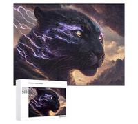Jigsaws 500 PCS for Adults Black Panther with Lightning Energy Jigsaw Puzzle Brain Teaser Game Presents for Women Fun Activities at Home 500 PCS