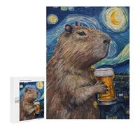 Jigsaws 500 PCS for Adults Capybara Drinking Beer Jigsaws for Adults Toy Wall Decor Birthday Present Unique Birthday And Xmas Gifts 500 PCS