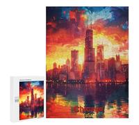 Jigsaws 500 PCS for Adults Chicago Art Jigsaws for Adults Toy Wall Decor Birthday Present Unique Birthday And Xmas Gifts 500 PCS