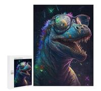 Jigsaws 500 PCS for Adults Colorful Dinosaur Sunglasses Art -3 Adult Jigsaw Puzzle Brain Teaser Game A Work of Art Fun at Home Activities, 500 PCS