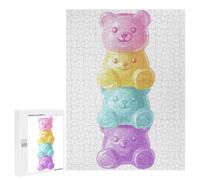 Jigsaws 500 PCS for Adults Colorful Gummy Bear Stack Kawaii Art Adult Jigsaw Puzzle Brain Teaser Game A Work of Art Fun at Home Activities, 500 PCS