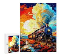 Jigsaws 500 PCS for Adults Colorful Steam Train Landscape Puzzles for Adults Hands-on Game Presents for Women Fun Activities at Home 500 PCS