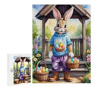 Jigsaws 500 PCS for Adults Easter Bunny Egg Basket Set Adult Jigsaw Puzzle Brain Teaser Game A Work of Art Fun at Home Activities, 500 PCS