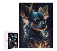 Jigsaws 500 PCS for Adults Flaming Chihuahua Art Print -1 Adult Jigsaw Puzzle Brain Teaser Game A Work of Art Fun at Home Activities, 500 PCS