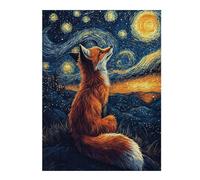 Jigsaws 500 PCS for Adults Fox Under Starry Night Jigsaws for Adults Relaxing Games Perfect Decoration Fun Activities at Home 500 PCS
