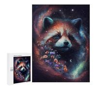 Jigsaws 500 PCS for Adults Galactic Red Panda with Flowers Adult Jigsaw Puzzle Brain Teaser Game A Work of Art Fun at Home Activities, 500 PCS