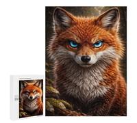 Jigsaws 500 PCS for Adults Intense Fox Portrait with Blue Eyes Puzzle for Adults Family Game A Work of Art Unique Birthday And Xmas Gifts 500 PCS