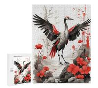 Jigsaws 500 PCS for Adults Japanese Ink Crane Bird Jigsaws for Adults Toy Wall Decor Birthday Present Unique Birthday And Xmas Gifts 500 PCS