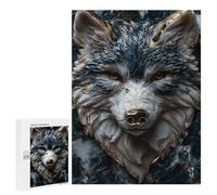 Jigsaws 500 PCS for Adults Kintsugi Lone Blue Wolf Adult Jigsaw Puzzle Brain Teaser Game A Work of Art Fun at Home Activities, 500 PCS