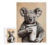 Jigsaws 500 PCS for Adults Koala Animals Coffee Jigsaw Puzzle Brain Teaser Game Presents for Women Fun Activities at Home 500 PCS
