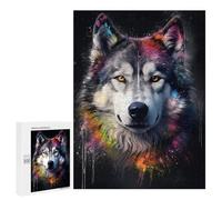 Jigsaws 500 PCS for Adults Malamute Dog Painting Jigsaw Puzzle Brain Teaser Game Presents for Women Fun Activities at Home 500 PCS