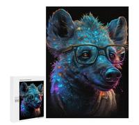 Jigsaws 500 PCS for Adults Neon Hyena with Glasses-2 Adult Jigsaw Puzzle Brain Teaser Game A Work of Art Fun at Home Activities, 500 PCS