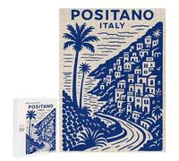 Jigsaws 500 PCS for Adults Positano Italy Travel Poster Adult Jigsaw Puzzle Brain Teaser Game A Work of Art Fun at Home Activities, 500 PCS