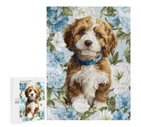 Jigsaws 500 PCS for Adults Puppy with Floral Background Adult Jigsaw Puzzle Brain Teaser Game A Work of Art Fun at Home Activities, 500 PCS