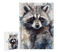 Jigsaws 500 PCS for Adults Raccoon Watercolor Jigsaw Puzzle Brain Teaser Game Presents for Women Fun Activities at Home 500 PCS
