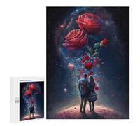Jigsaws 500 PCS for Adults Romantic Space Rose Couple Adult Jigsaw Puzzle Brain Teaser Game A Work of Art Fun at Home Activities, 500 PCS