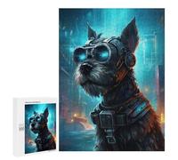 Jigsaws 500 PCS for Adults Schnauzer Cyberpunk Jigsaw Puzzle Brain Teaser Game Presents for Women Fun Activities at Home 500 PCS