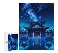 Jigsaws 500 PCS for Adults Serene Night Temple Reflections Adult Jigsaw Puzzle Brain Teaser Game A Work of Art Fun at Home Activities, 500 PCS