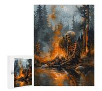 Jigsaws 500 PCS for Adults Skeleton by The Fire Jigsaws for Adults Toy Wall Decor Birthday Present Unique Birthday And Xmas Gifts 500 PCS