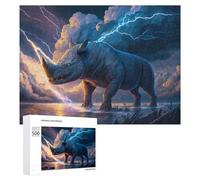 Jigsaws 500 PCS for Adults Thundering Rhino Stormscape Jigsaw Puzzle Brain Teaser Game Presents for Women Fun Activities at Home 500 PCS