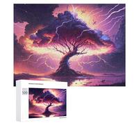 Jigsaws 500 PCS for Adults Thunderstorm Tree Reflections Jigsaw Puzzle Brain Teaser Game Presents for Women Fun Activities at Home 500 PCS