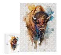 Jigsaws 500 PCS for Adults Watercolor Bison Jigsaws for Adults Toy Wall Decor Birthday Present Unique Birthday And Xmas Gifts 500 PCS