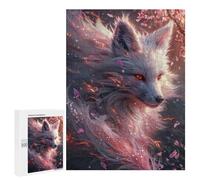 Jigsaws 500 PCS for Adults White Kitsune Fox Head Jigsaws for Adults Toy Wall Decor Birthday Present Unique Birthday And Xmas Gifts 500 PCS