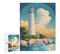 Jigsaws 500 PCS for Teenagerss Biscayne National Park Lighthouse Jigsaw Puzzle Brain Teaser Game Stress Reliever Challenging To Complete 500 PCS