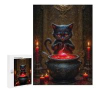 Jigsaws 500 PCS for Teenagerss Black Cat Potion Master Puzzles for Adults Hands-on Game Birthday Present Birthday Present, Gifts, 500 PCS