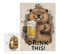 Jigsaws 500 PCS for Teenagerss Bober Beaver with Beer - Drink This! Jigsaw Puzzle Brain Teaser Game Stress Reliever Challenging To Complete 500 PCS