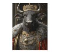 Jigsaws 500 PCS for Teenagerss Bull King Portrait Jigsaw for Adults Brain Teaser Game Analysis And Logic Gifts for Friends And Family 500 PCS