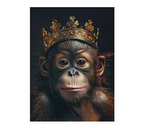 Jigsaws 500 PCS for Teenagerss Chimpanzee Cute King Jigsaw for Adults Brain Teaser Game Analysis And Logic Gifts for Friends And Family 500 PCS