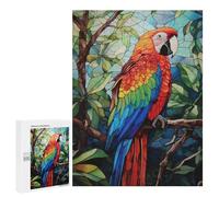 Jigsaws 500 PCS for Teenagerss Colorful Parrot Stained Glass Style Art Puzzles for Adults Hands-on Game Birthday Present Birthday Present, Gifts, 500 PCS