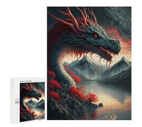 Jigsaws 500 PCS for Teenagerss Dragon's Majesty at Sunset Jigsaws for Adults Brain Teaser Game Birthday Present Challenging To Complete 500 PCS