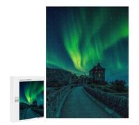 Jigsaws 500 PCS for Teenagerss Eilean Donan Castle Aurora Jigsaw Puzzle Brain Teaser Game Stress Reliever Challenging To Complete 500 PCS